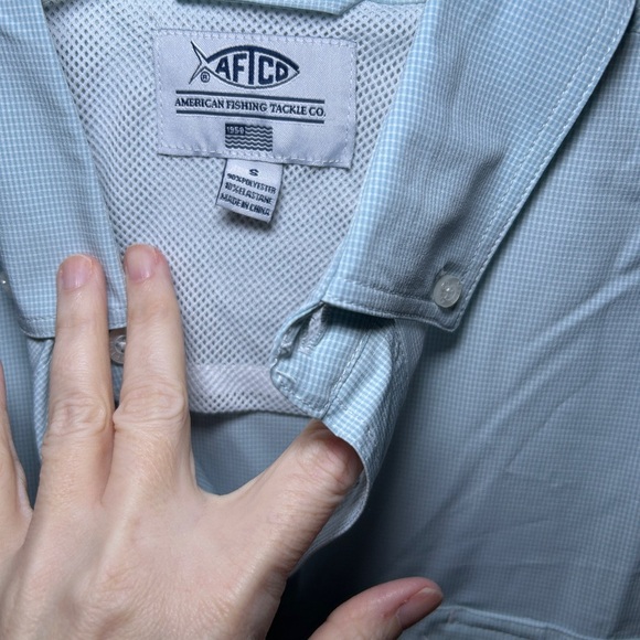 AFTCO Men's Light Blue Short Sleeve Shirt - Picture 3 of 3